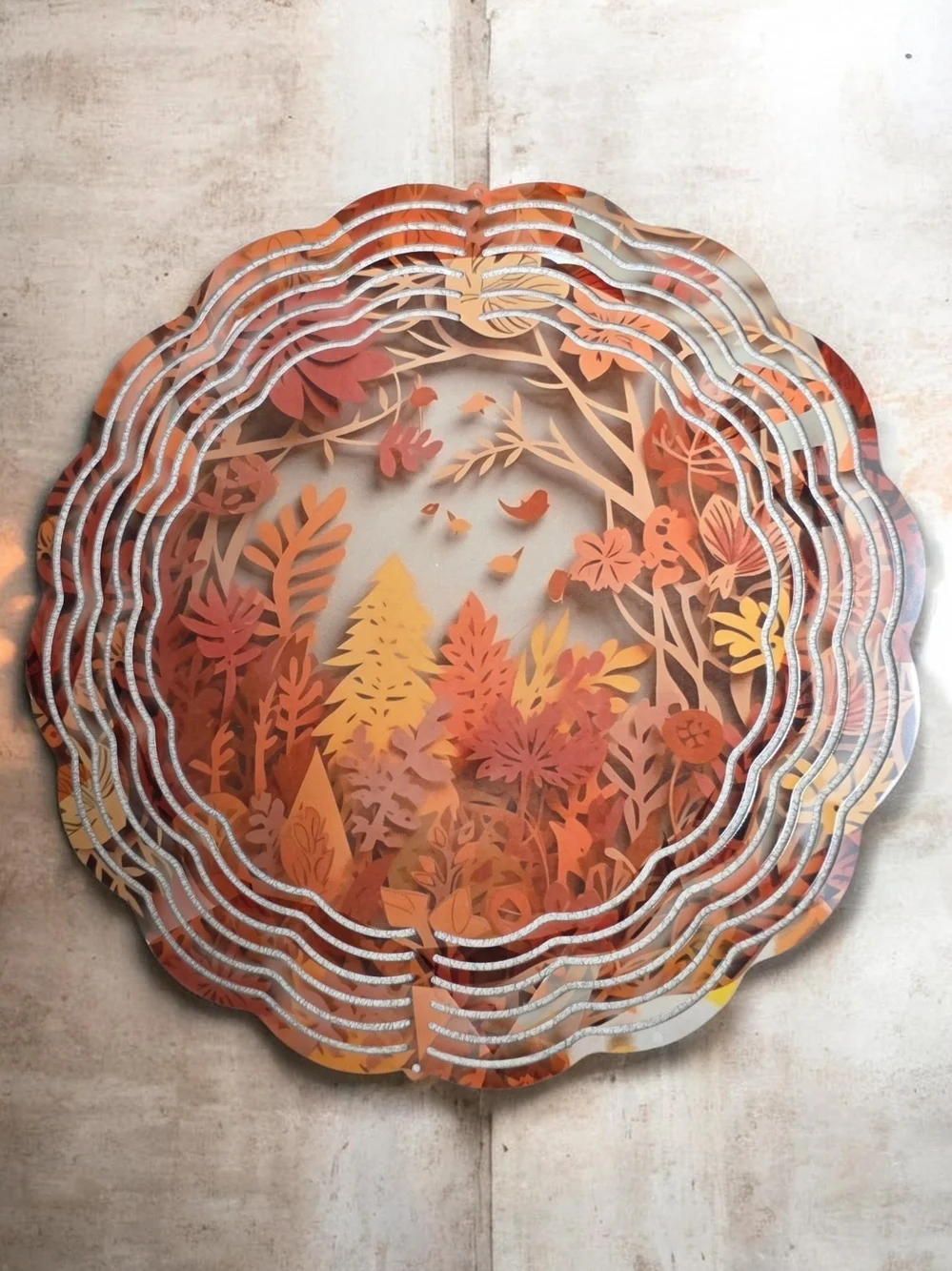 Handcrafted Autumn Wind Spinner - Orange